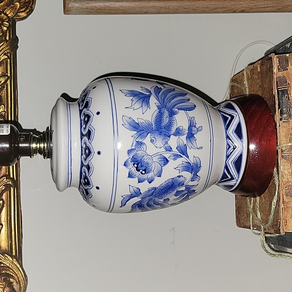 Vintage Chinese Blue And White Porcelain Lamp. Rare Find.Make an offer.